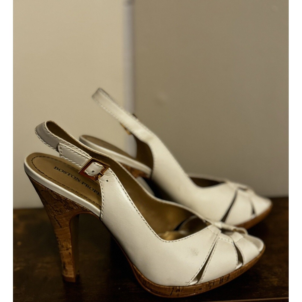 BOSTON‎ PROPER  Women's Strappy Heels by Sergio Zelcer Shoes Peep Toe White Sz 8
